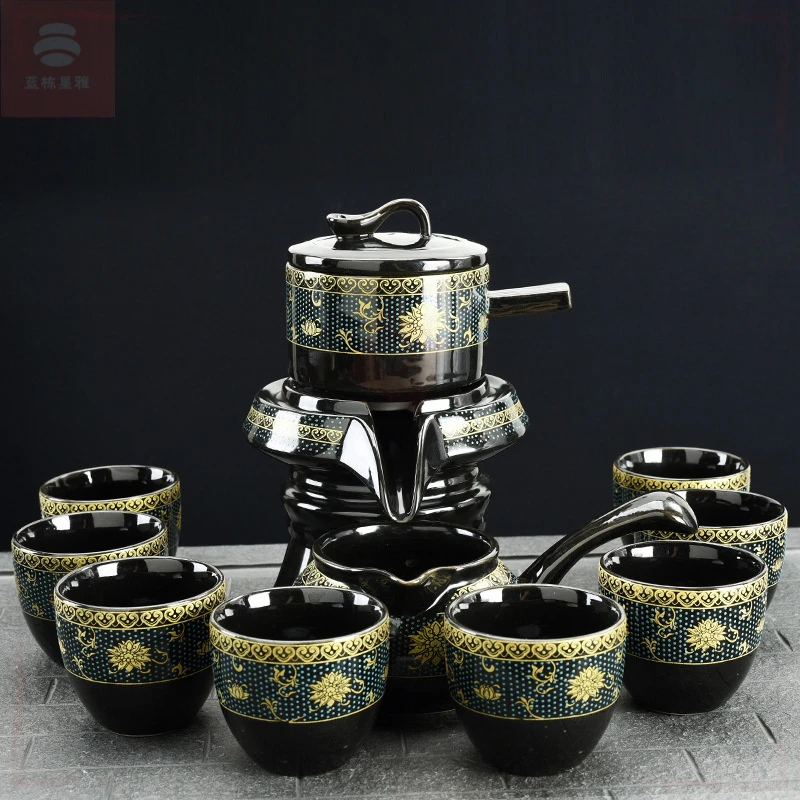 懒人石磨功夫茶具自动全套茶具家用陶瓷茶壶泡茶高档神器茶艺器具