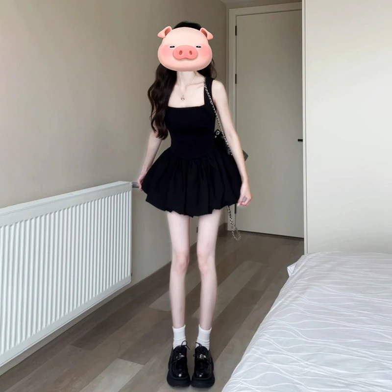 法式小黑裙黑色吊带连衣裙女夏季新款高级感气质绝美短裙C7L44655