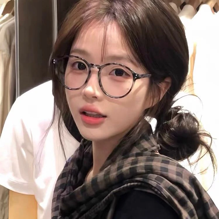 圆框玳瑁近视眼镜女复古高级感素颜学院风防蓝光镜框眼睛可配度数