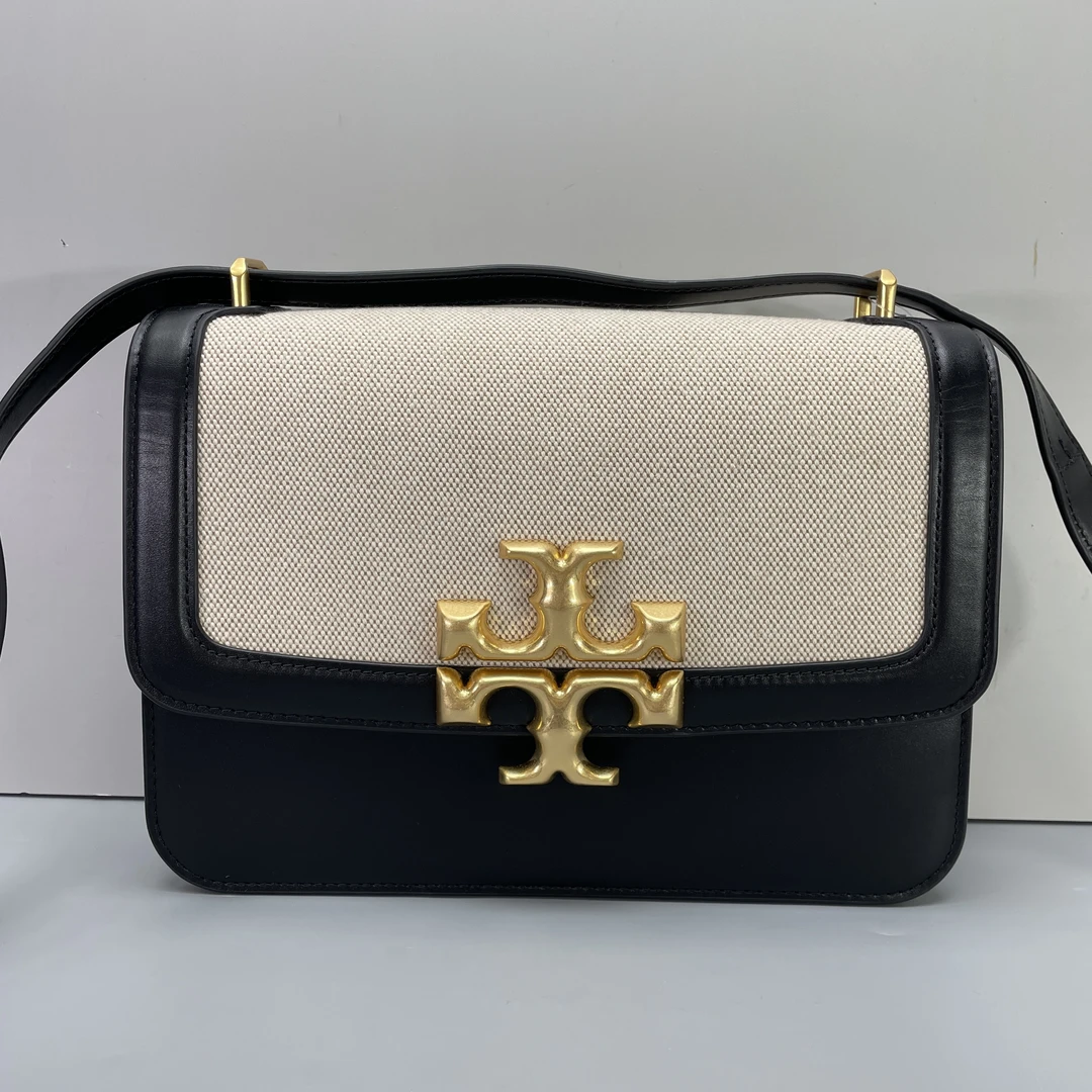 95新 TORY BURCH/汤丽柏琦 小林黑白拼色金砖包25*18*6cmB070803