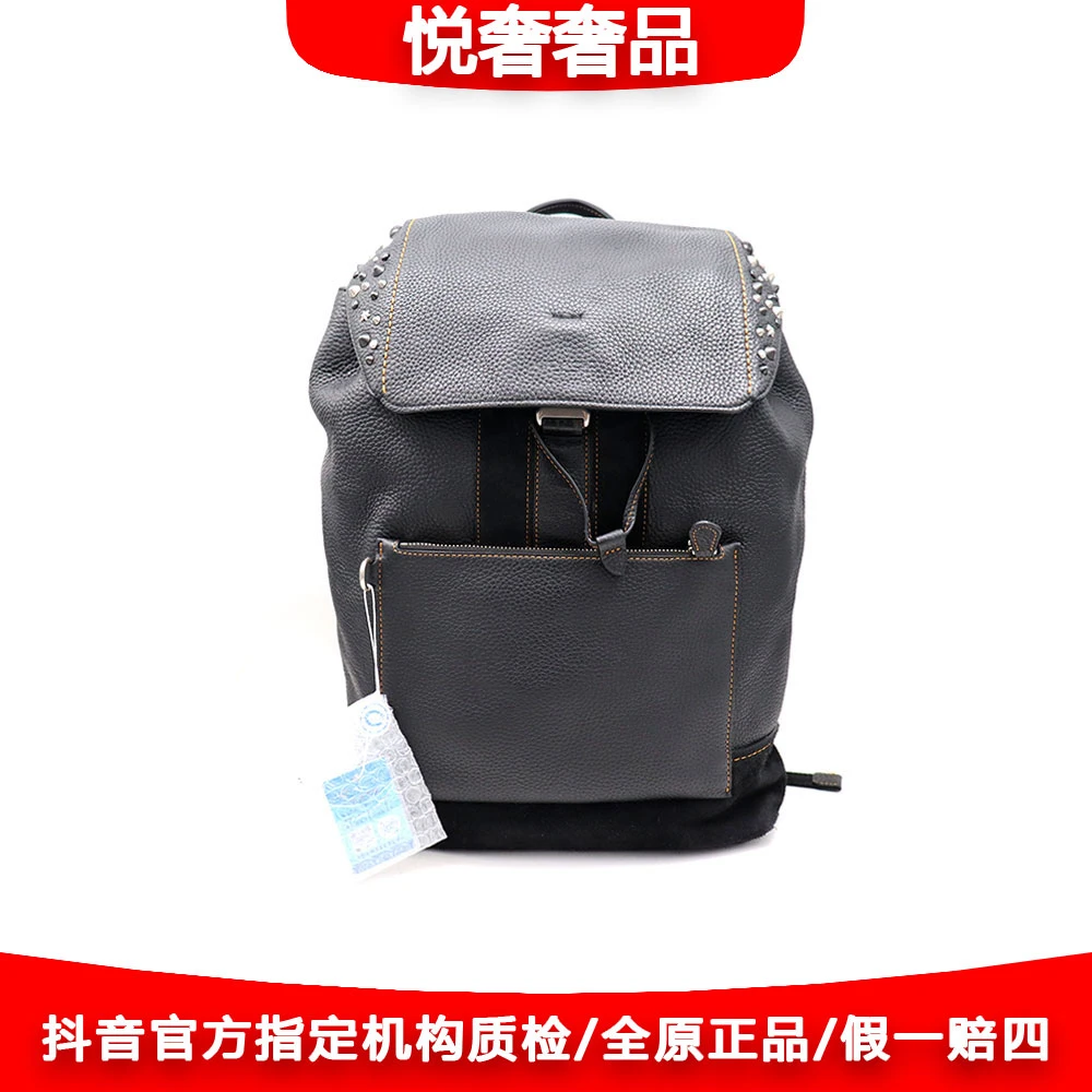 95新 COACH/蔻驰 97新闲置铆钉朋克风荔枝纹双肩包29*40/94647