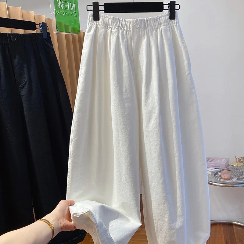 今年流行白色气球裤女夏秋新款大码宽松九分灯笼裤休闲百搭阔腿裤