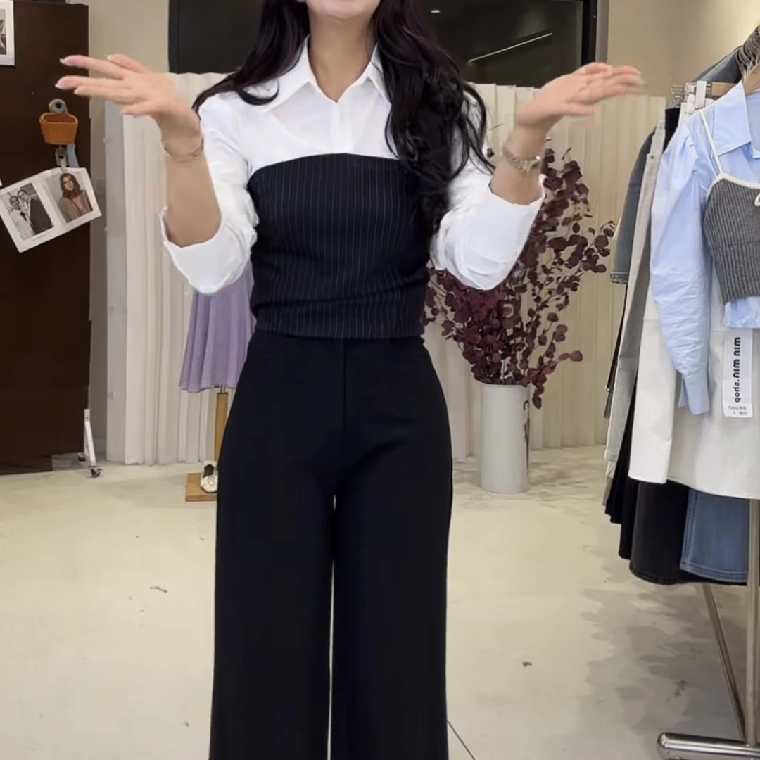 88638拼接短款衬衫