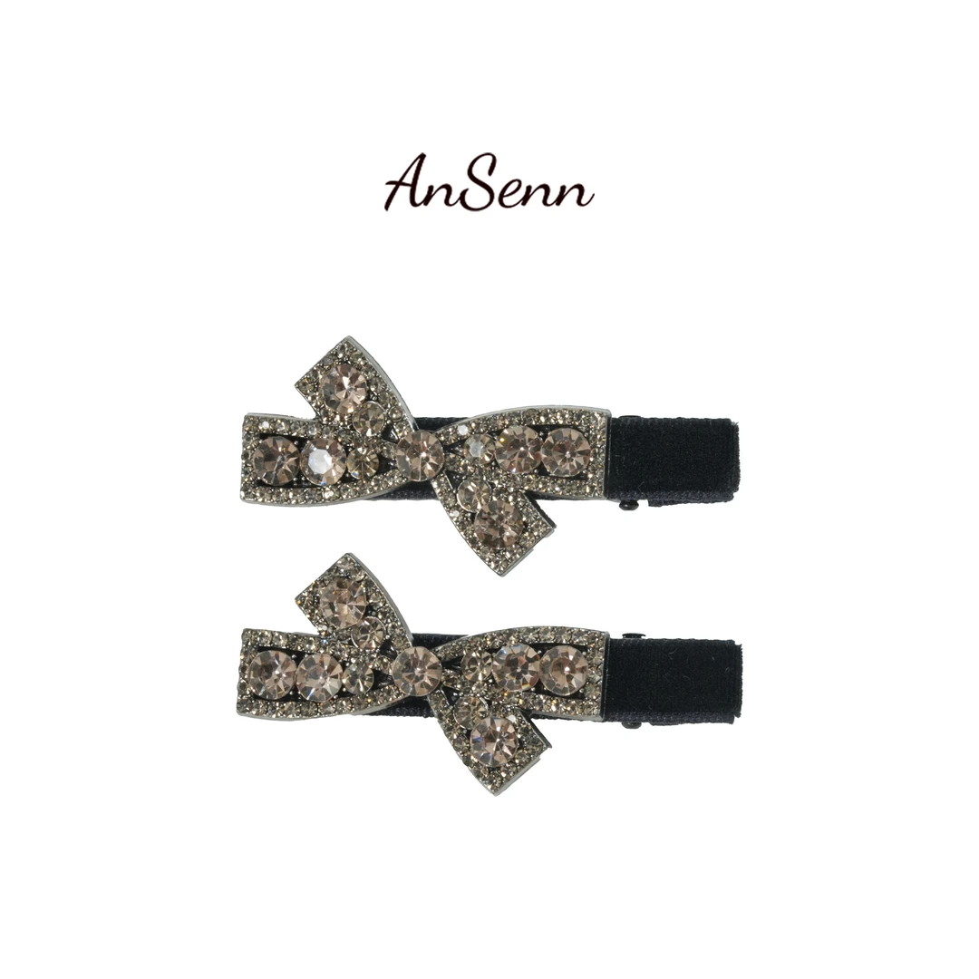 【小魏总珠宝】镶嵌蝴蝶结边夹6cm（一对）