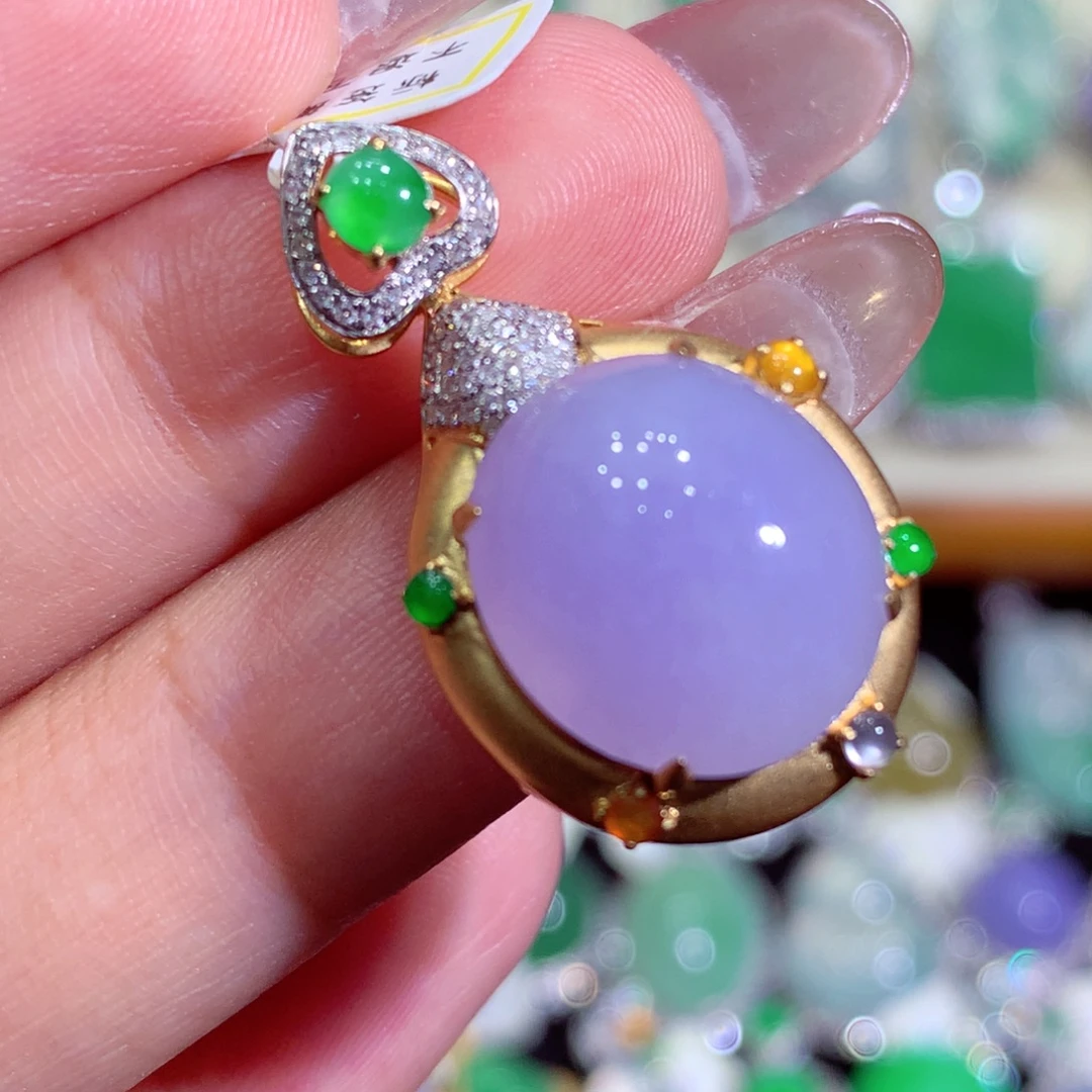 翡翠18K金镶嵌吊坠(不含链)