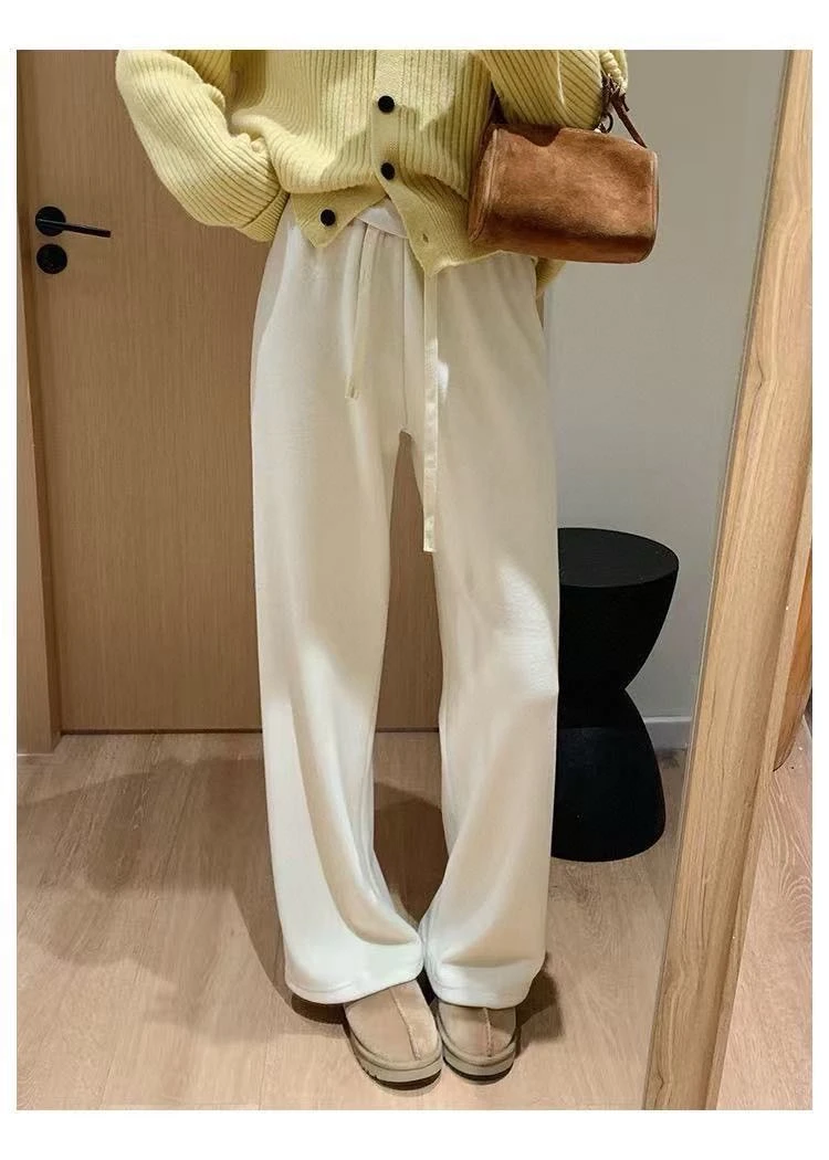 FUJIA STYLE新款时尚百搭简约气质休闲加绒阔腿裤K6304