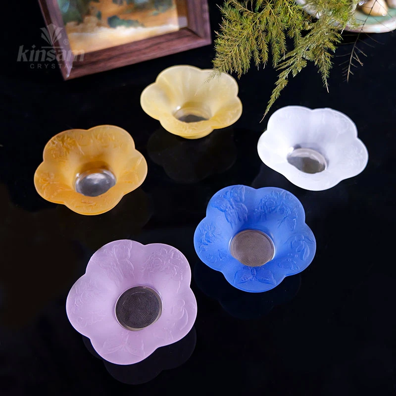 【Kinsam晶盛】古法琉璃花朵茶漏茶滤不锈钢网泡茶过滤器茶叶分离器