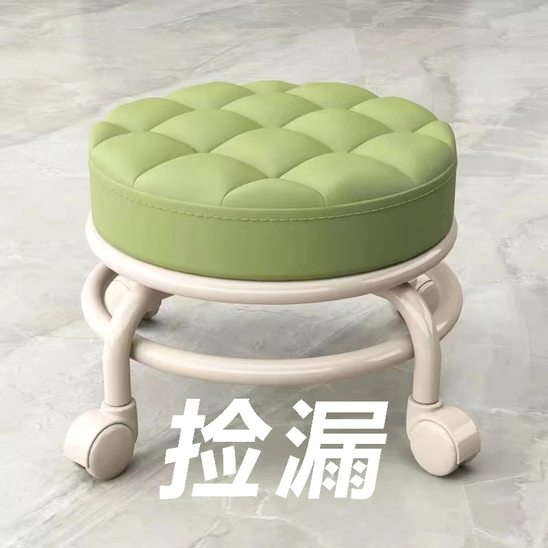 矮凳家用万向轮小凳子带滑轮圆凳美缝擦地凳儿童学步凳修脚换鞋凳