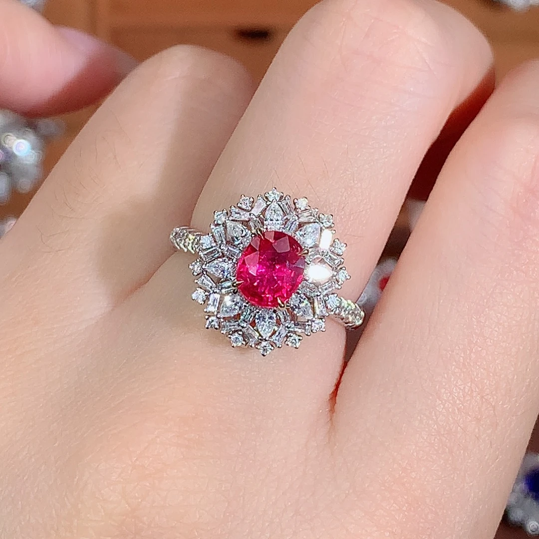 18K金镶嵌戒指红宝石1.17ct/天然宝石/七天无理由