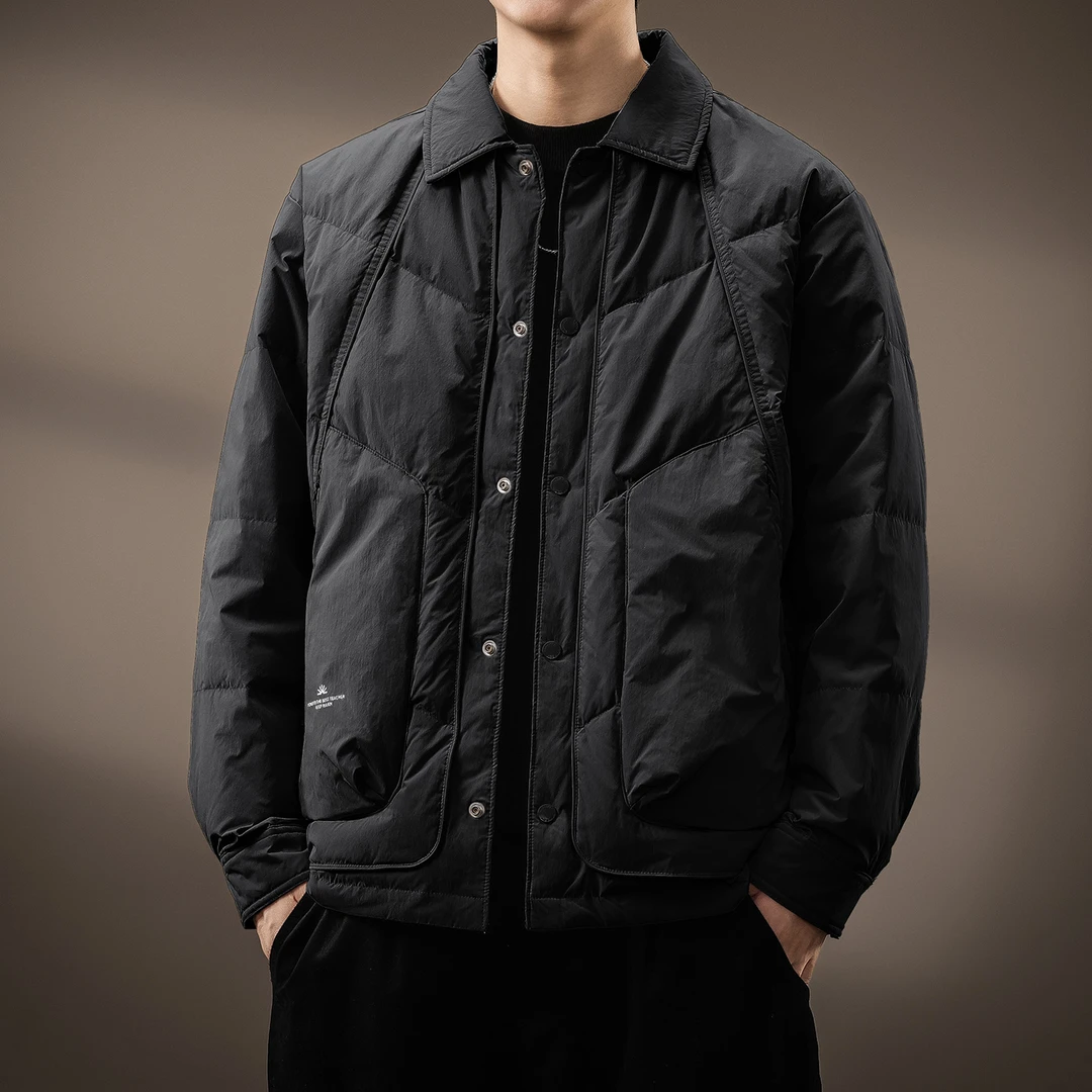 MR.MUDI/穆迪先生高端城市通勤翻领90白鸭绒羽绒服男潮流工装外套