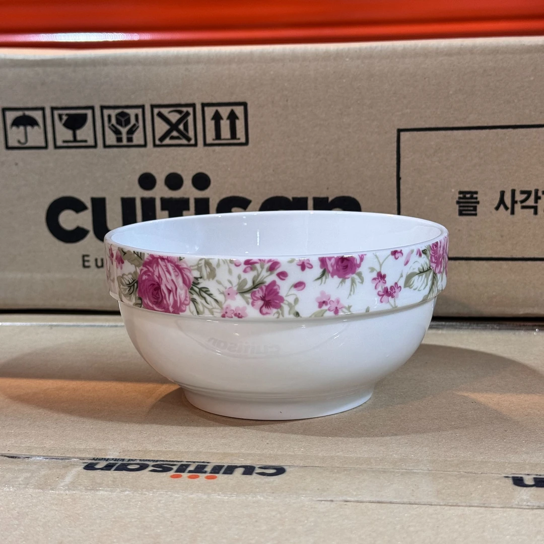 P家微波炉适用15cm中碗米饭碗-花开富贵-粉色（5201049）