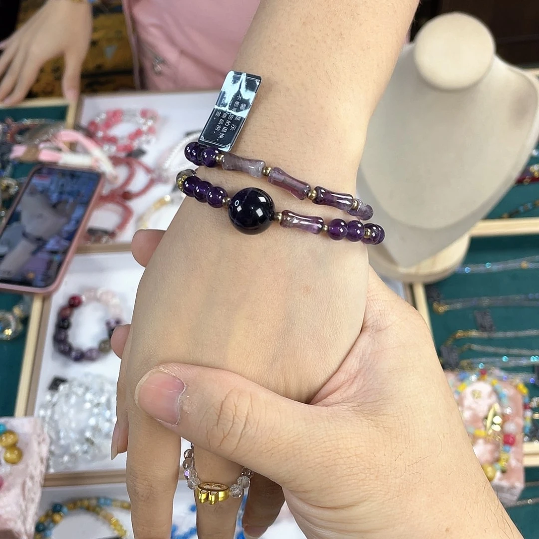 水晶手链银S925镀金镶嵌