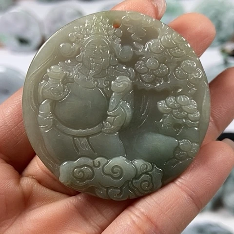 翡翠颈饰未镶嵌财神爷福利