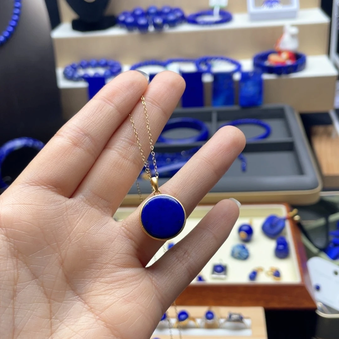 银S925镀金镶嵌青金石吊坠