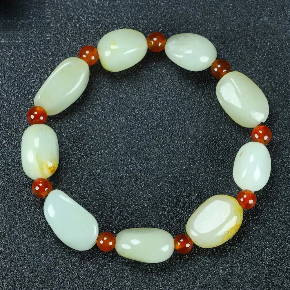 新疆和田玉青白玉随形珠子手串男女款多样性发货随形手串简单