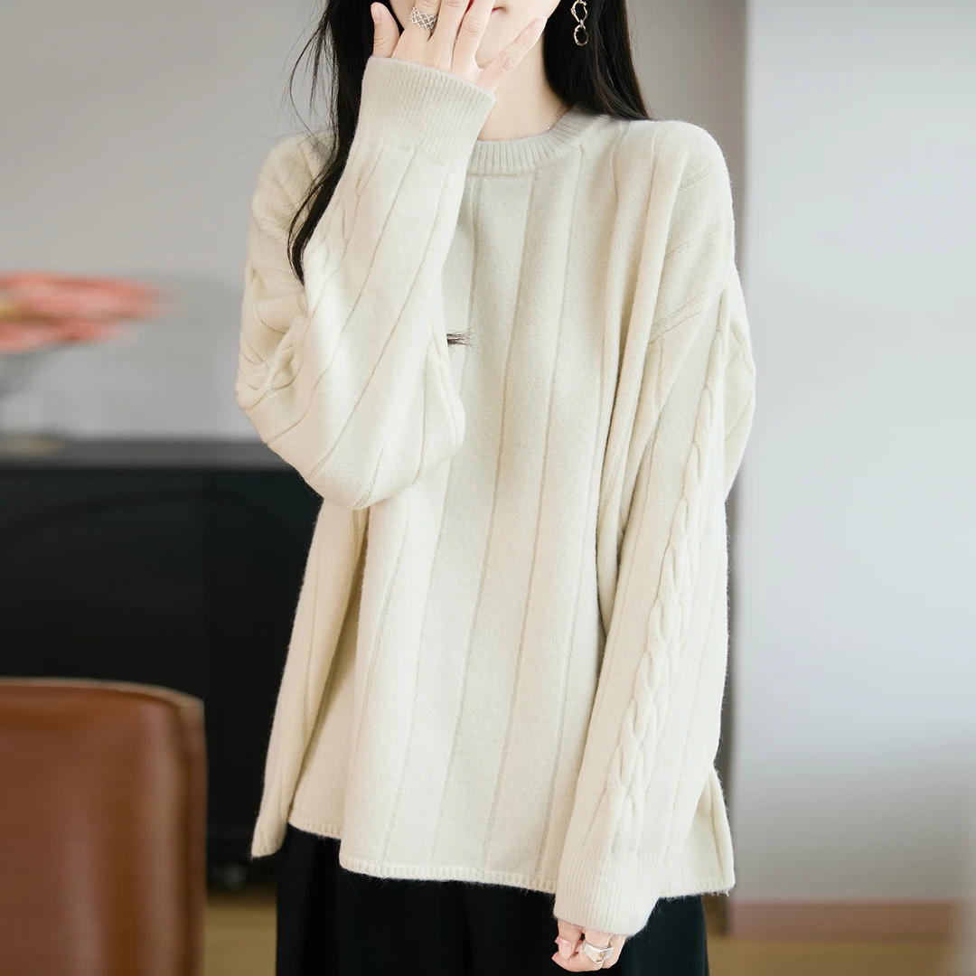 胖mm春秋大码圆领毛衣女遮肚子显瘦上衣秋冬高级感内搭针织打底衫