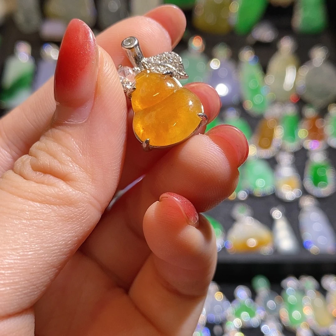 颈饰银S925镶嵌翡翠天然翡翠