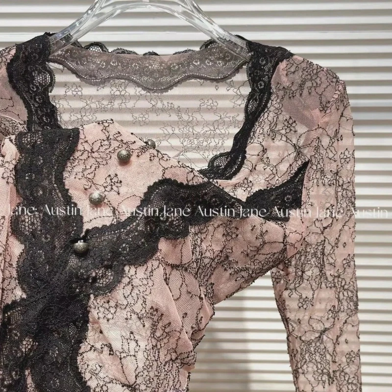 Jane Austin •（小蛮腰）2025纯欲高端精致镂空小衫蕾丝打底衫女