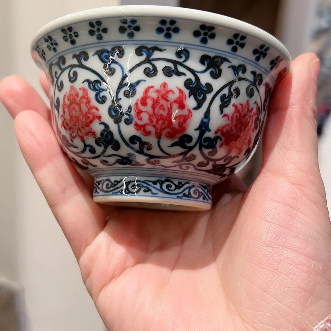 不晓堂柴窑青花釉里红压手