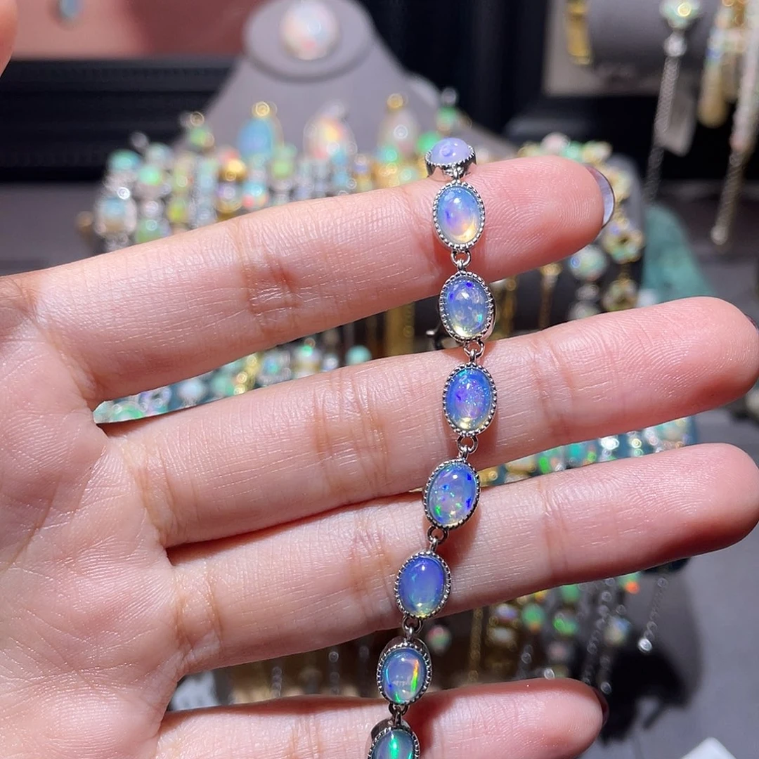 银S925镶嵌欧泊手链）如****深