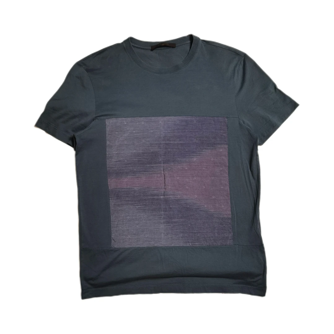 99新 LV LV拼接真丝满印 logoT 恤 S 码