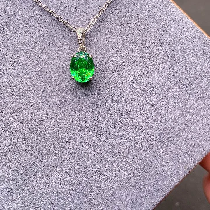 银S925镶嵌颈饰西瓜碧玺