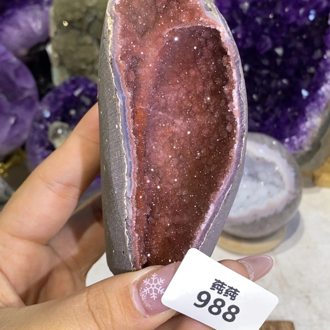 大型摆件（非配饰）紫晶未镶嵌红色窝窝