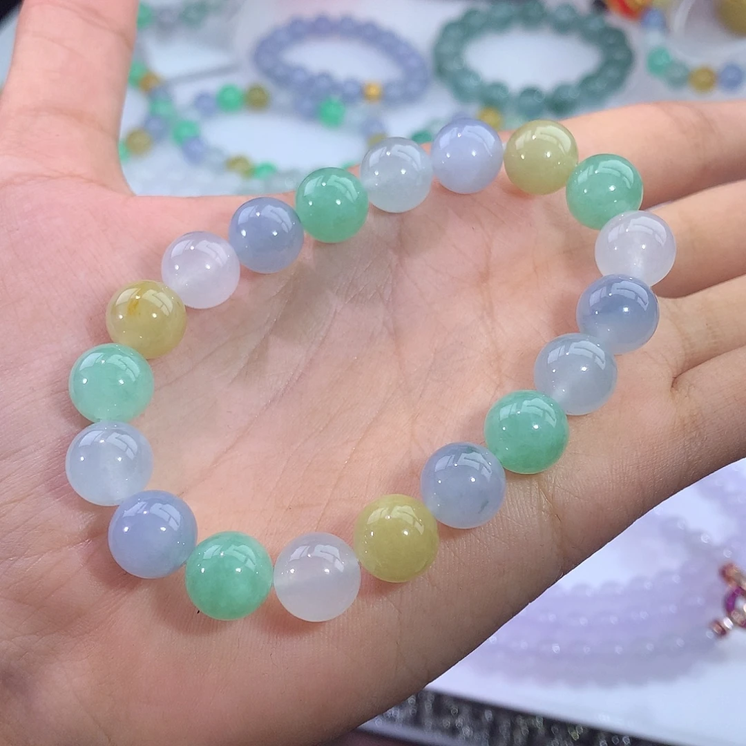 翡翠未镶嵌手链冰多宝手串