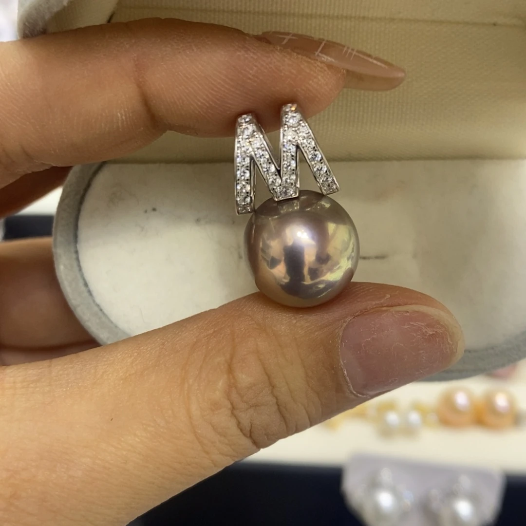 银S925镶嵌淡水珍珠吊坠(不含链)13.8