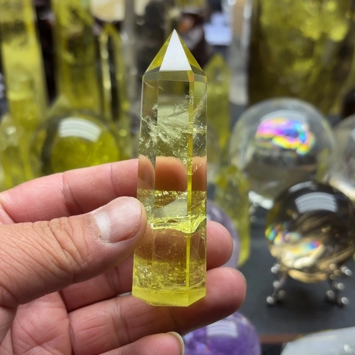 天然水晶黄水晶柱未镶嵌水晶容*物