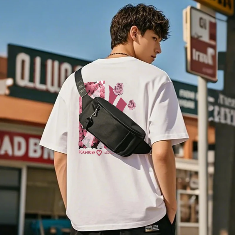 夏季亲子短袖T恤网红洋气炸街男装男士新款休闲装网红款衣服纯棉