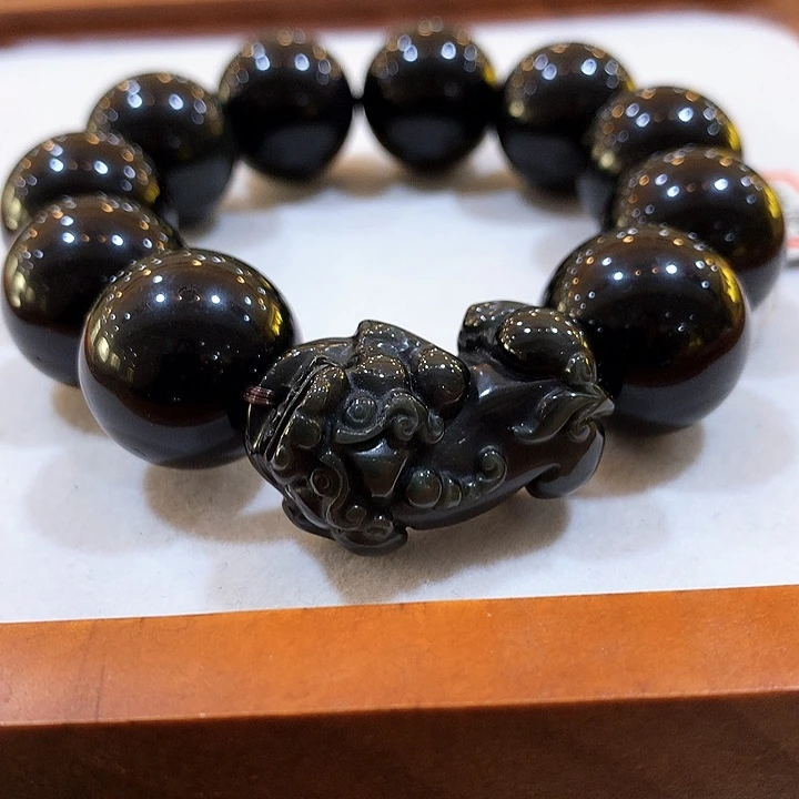 未镶嵌黑曜岩手链手串