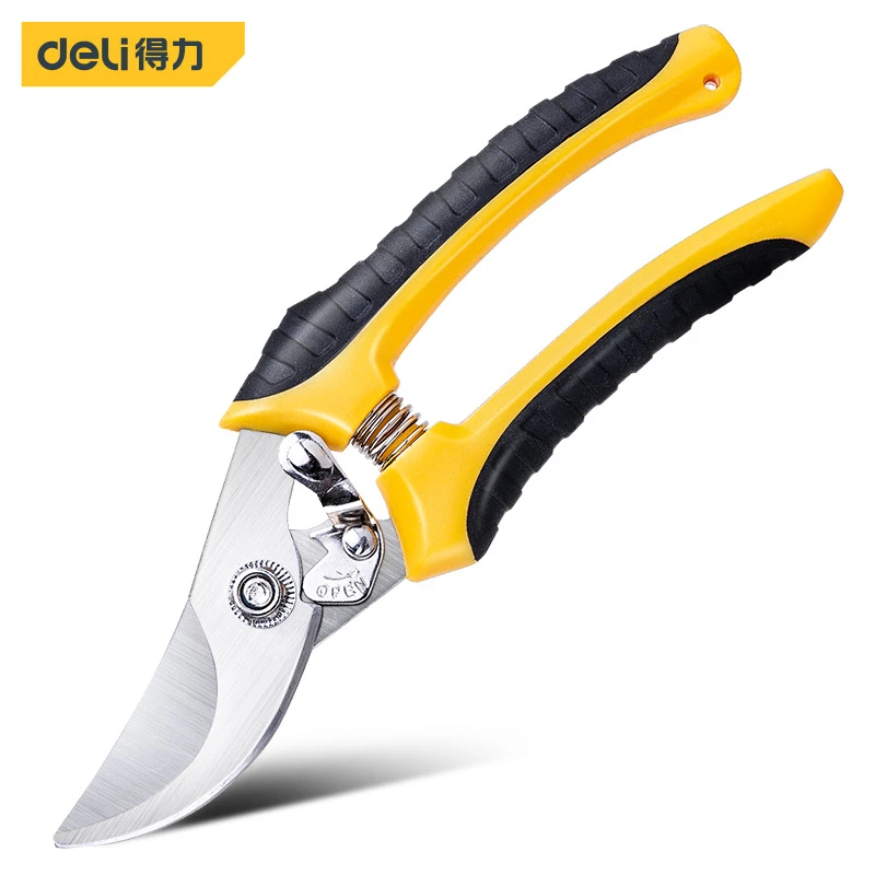 得力工具DL2789 省力修枝剪园林8寸园艺剪果树树枝弯嘴果枝剪刀加
