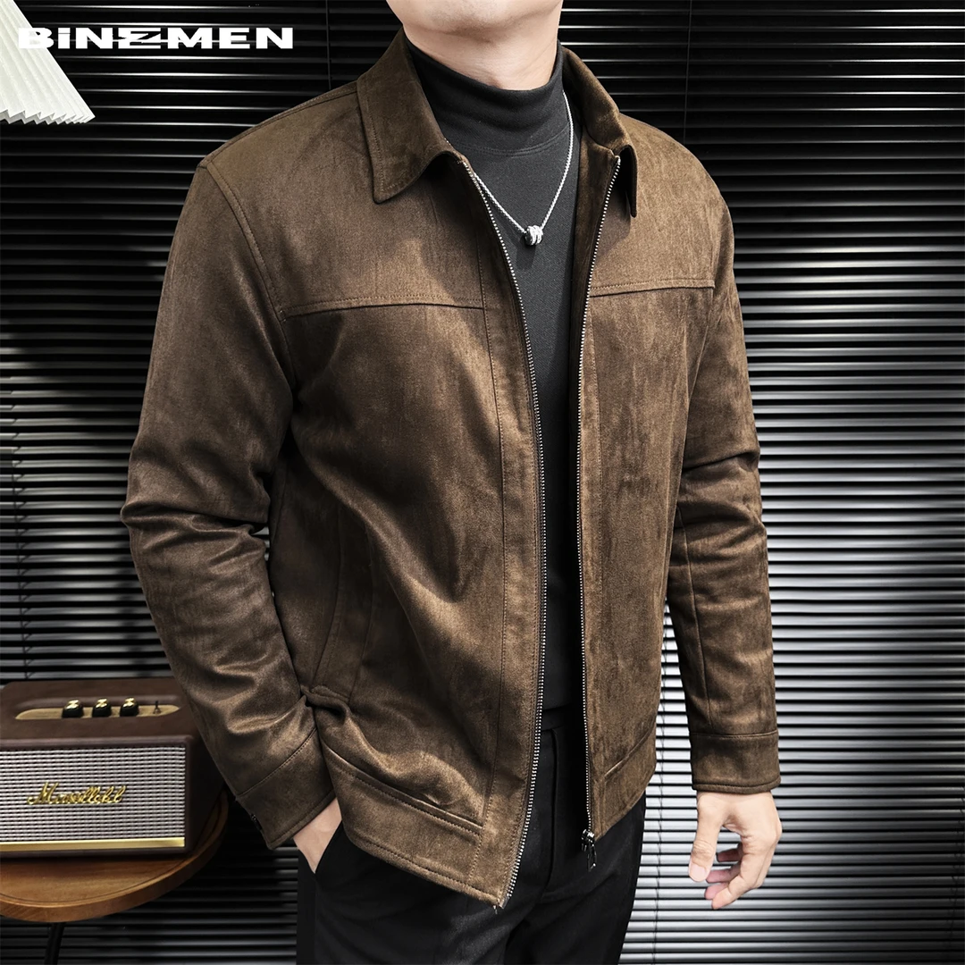 翻领皮面夹克轻羽绒服男款爆款2025新款秋冬季轻奢痞帅高级感上衣