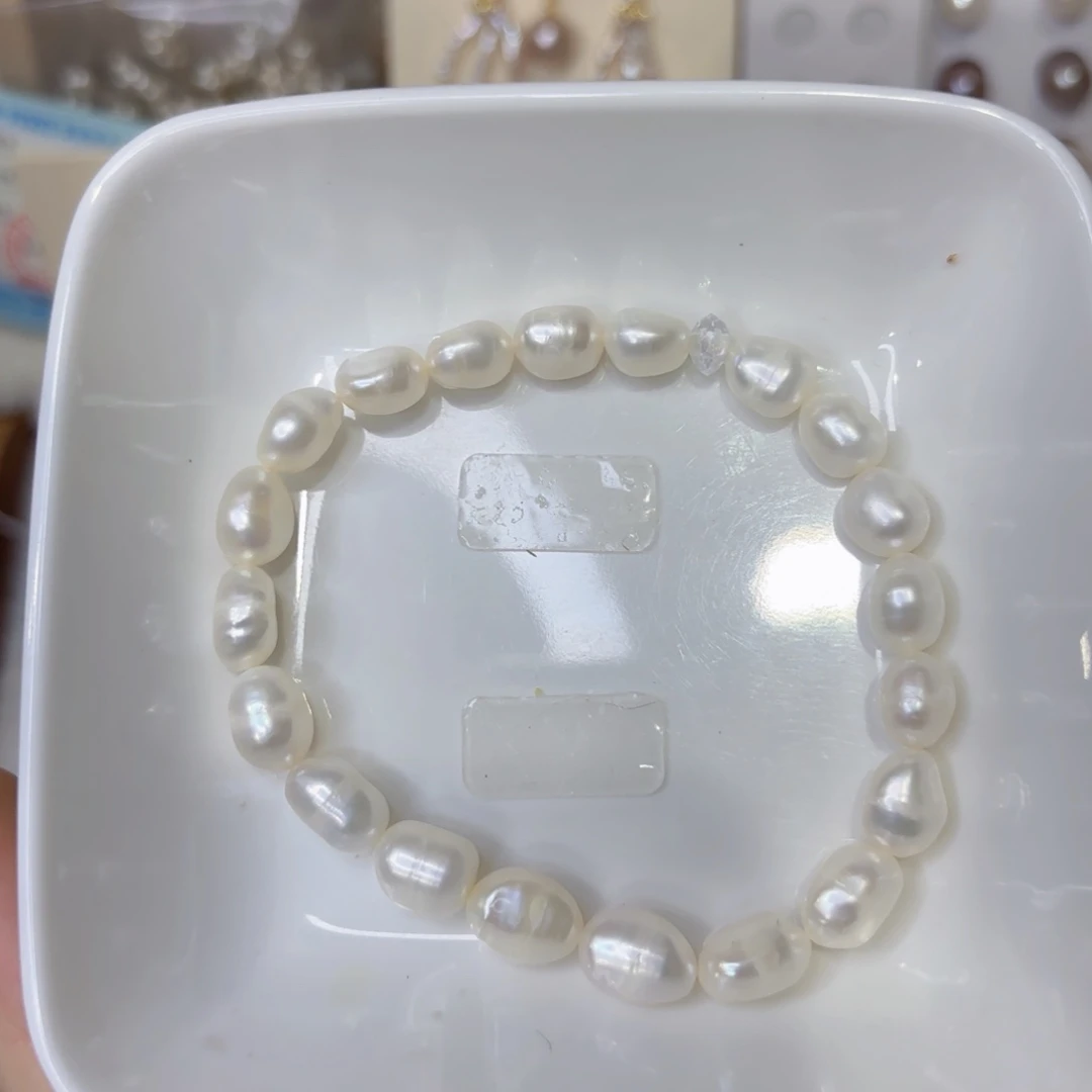 锆石非金属巴洛克，弹力绳珍珠手链