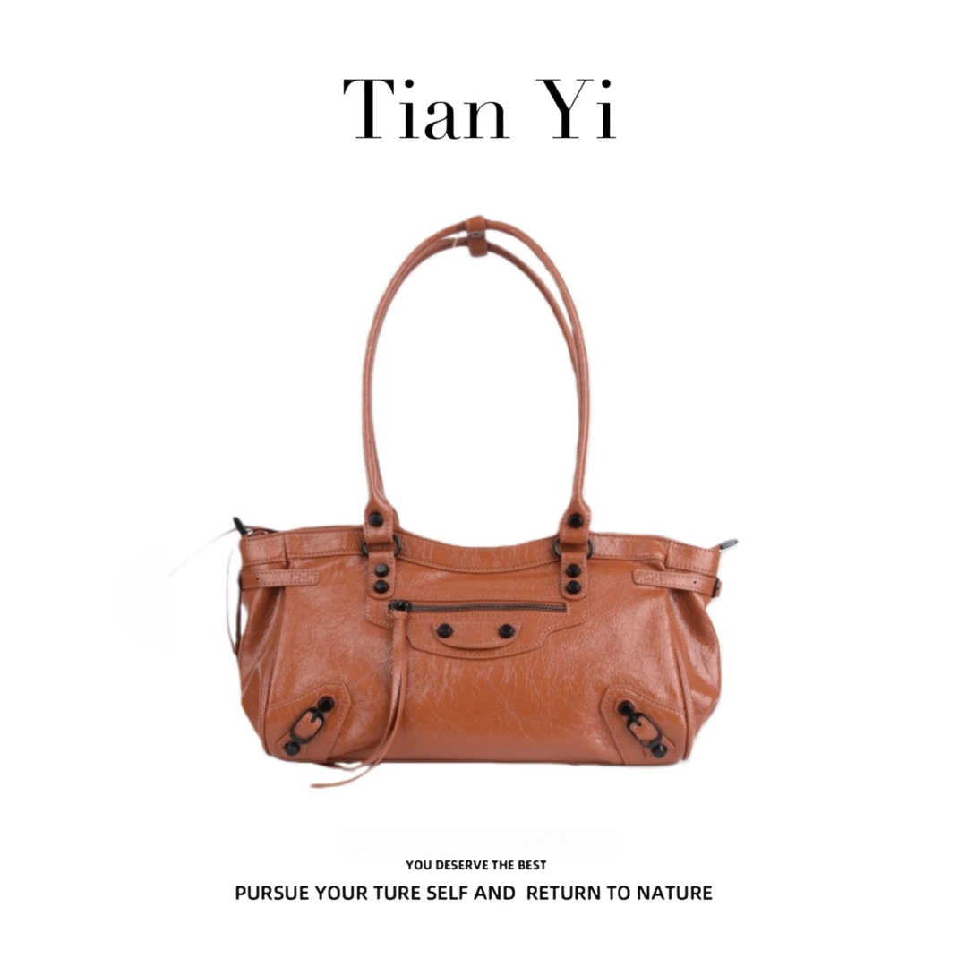 【Tian Yi渠道货】-2025新款轻奢单肩手提斜跨包 822 金棕色