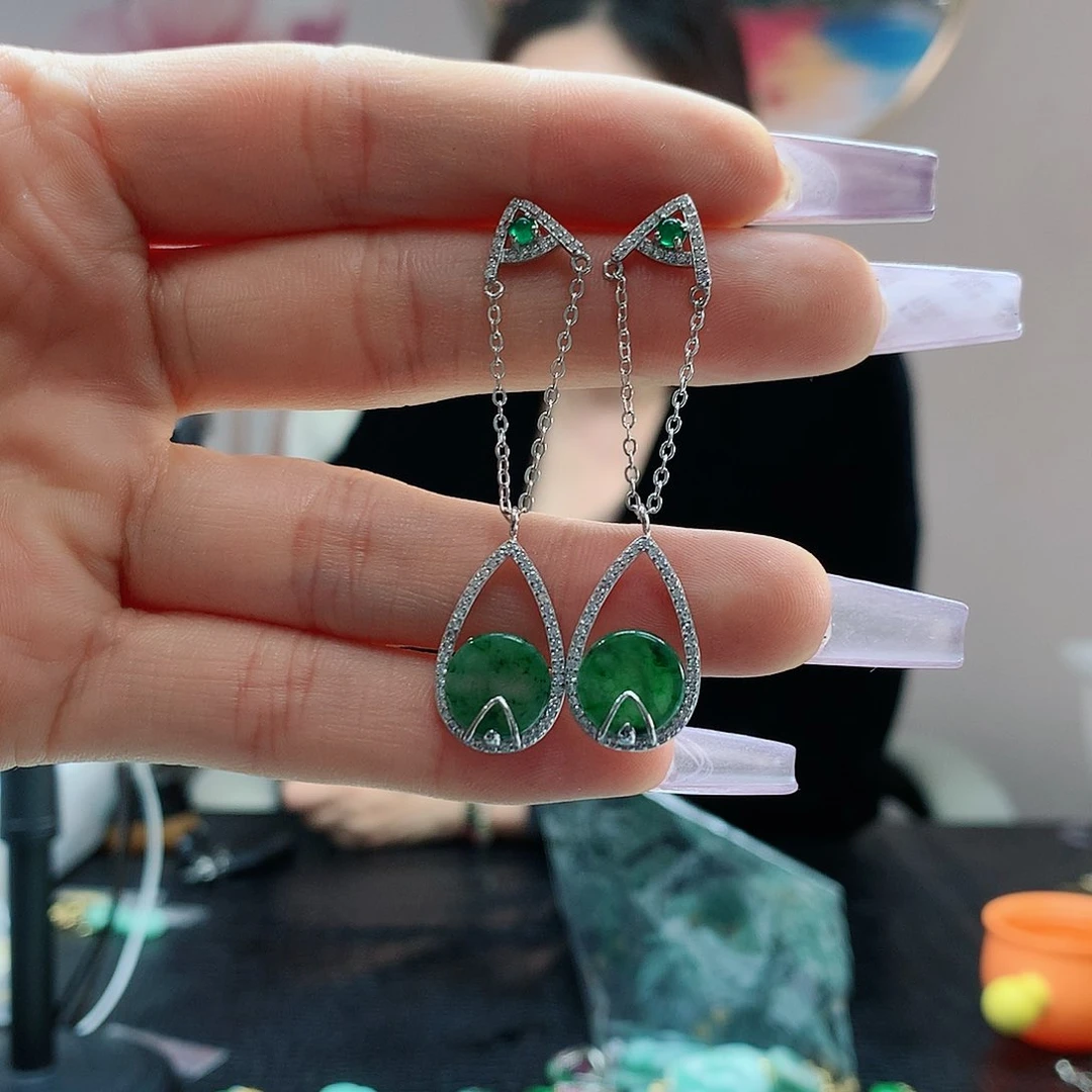 【闪购商品】翡翠耳饰银S925镶嵌，