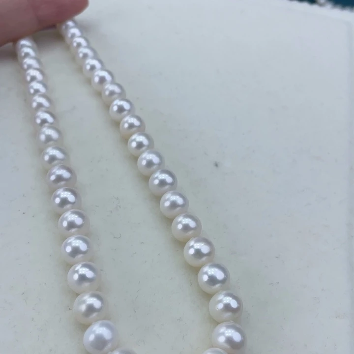 淡水珍珠颈饰银S925镶嵌卡9冷白高品