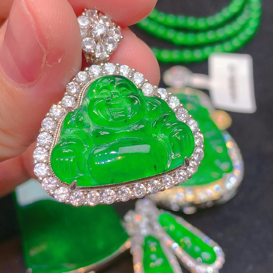 吊坠(不含链)银S925镶嵌翡翠翡翠