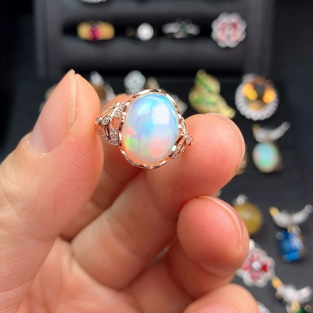 欧泊戒指银S925镶嵌戒指