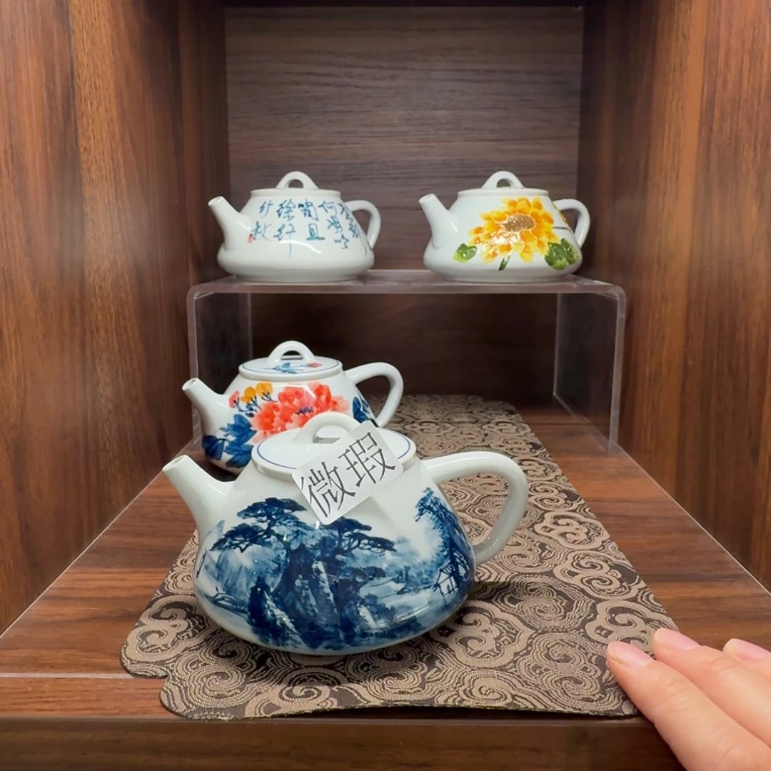 釉下手绘茶具微瑕