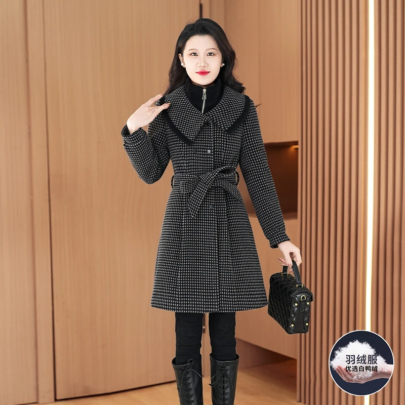 【羽绒服】优雅新款气质时尚减龄休闲收腰显瘦毛呢羽绒服23795-LS