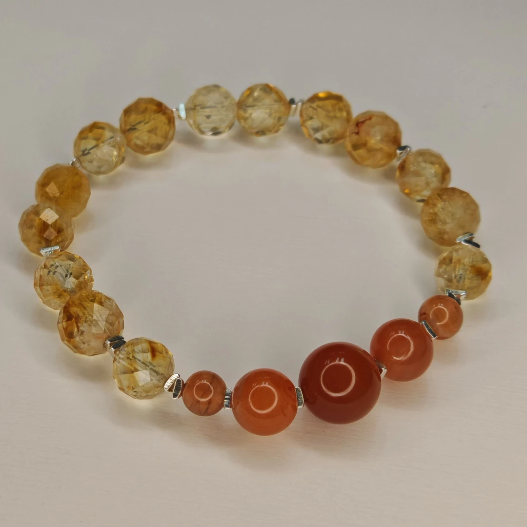 合金石英石手链 麦田之恋红色搭配黄色手串