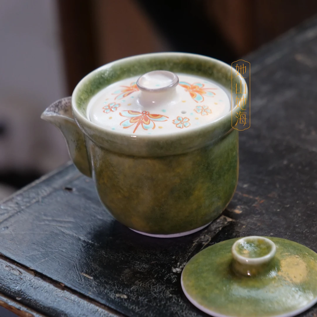 她山她海【绿志野双盖宝瓶】陶一丁绿志野泡茶壶手抓壶