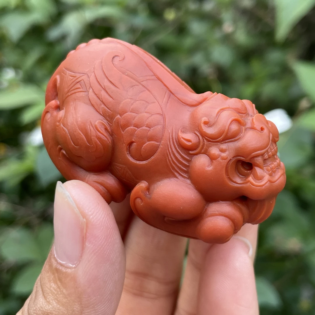 传承全品级 南红瓦西柿子红锦红貔貅吊坠 肉质饱满53.7*30.3*26.4