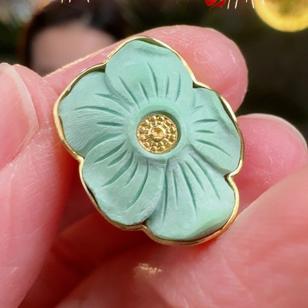 绿松石珠宝奇石18K金镶嵌