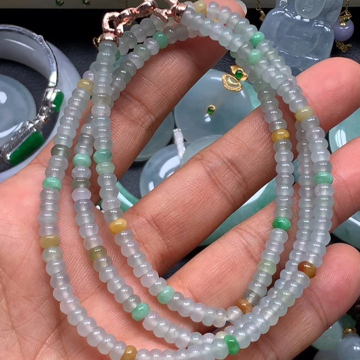 翡翠未镶嵌手链算盘珠链卡4.5