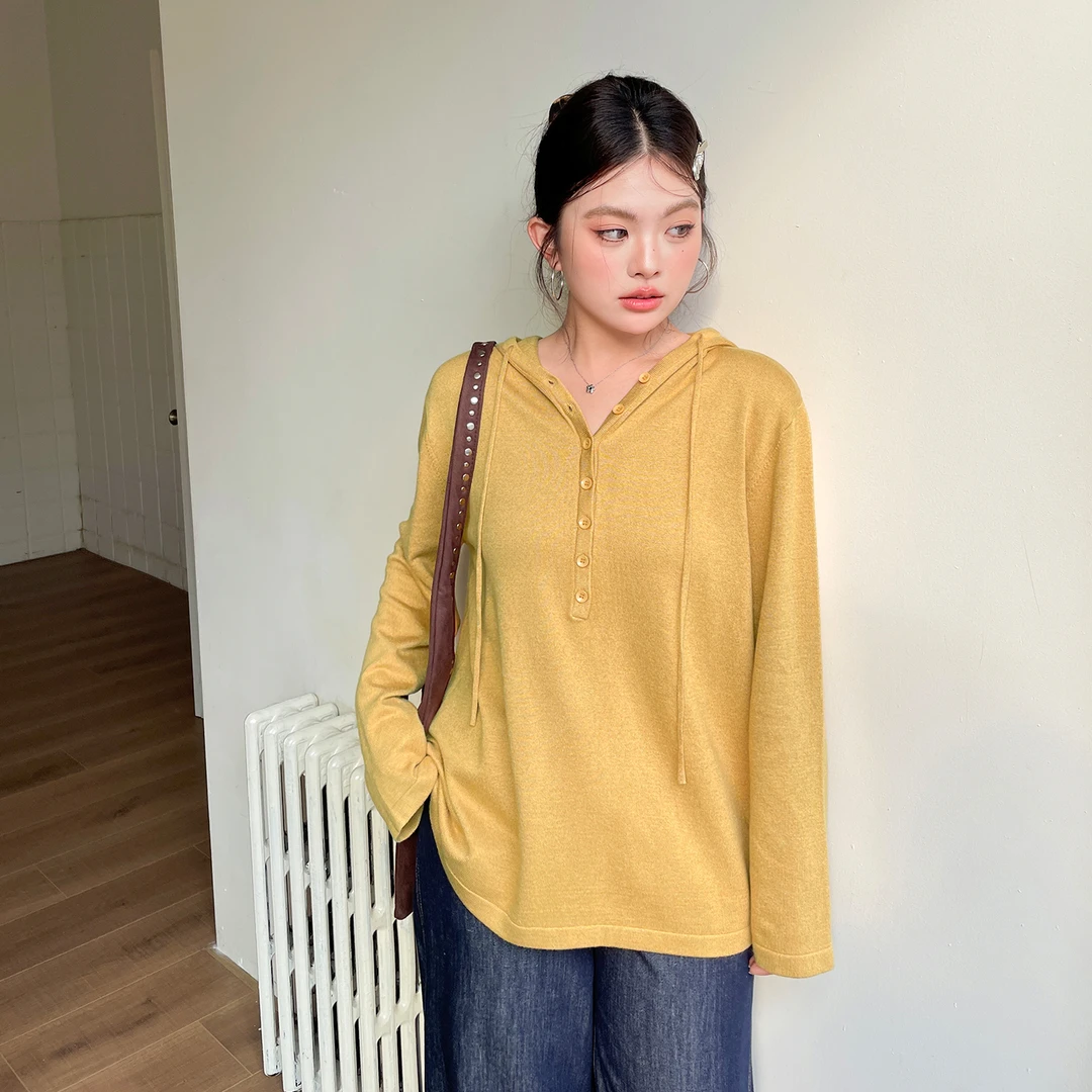 大码正肩巨显瘦连帽针织衫早秋女装2025新款法式独特精致长袖上衣