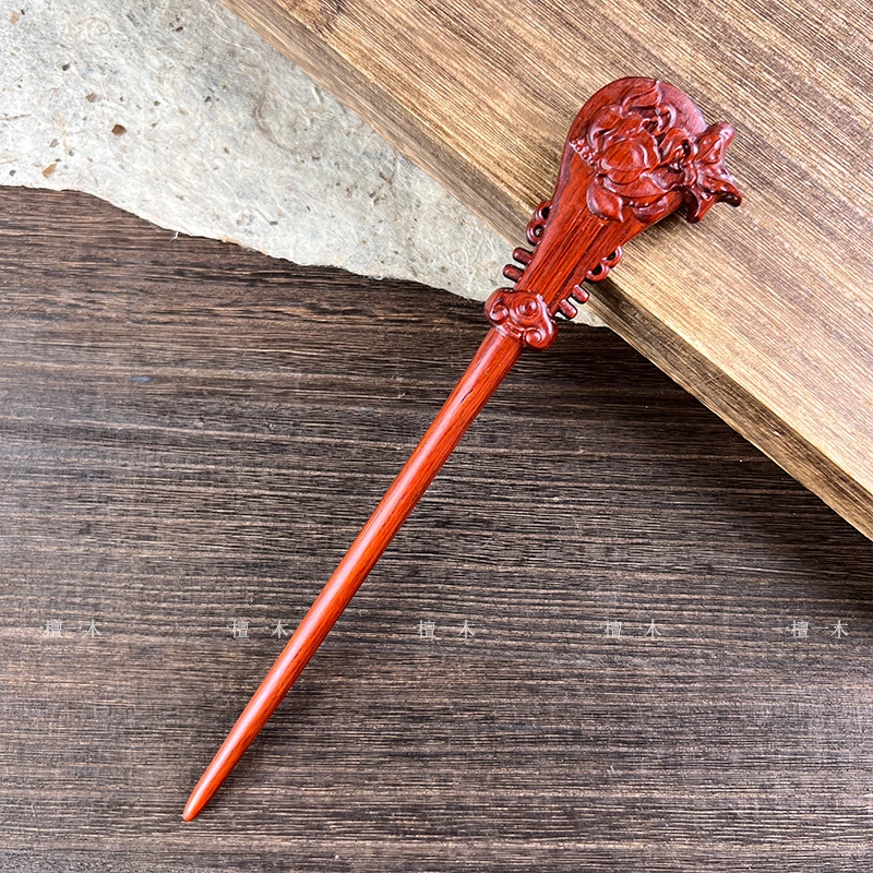 琵琶语丨天然紫檀木发簪古风新中式汉服宫廷簪子饰品高级感木簪女