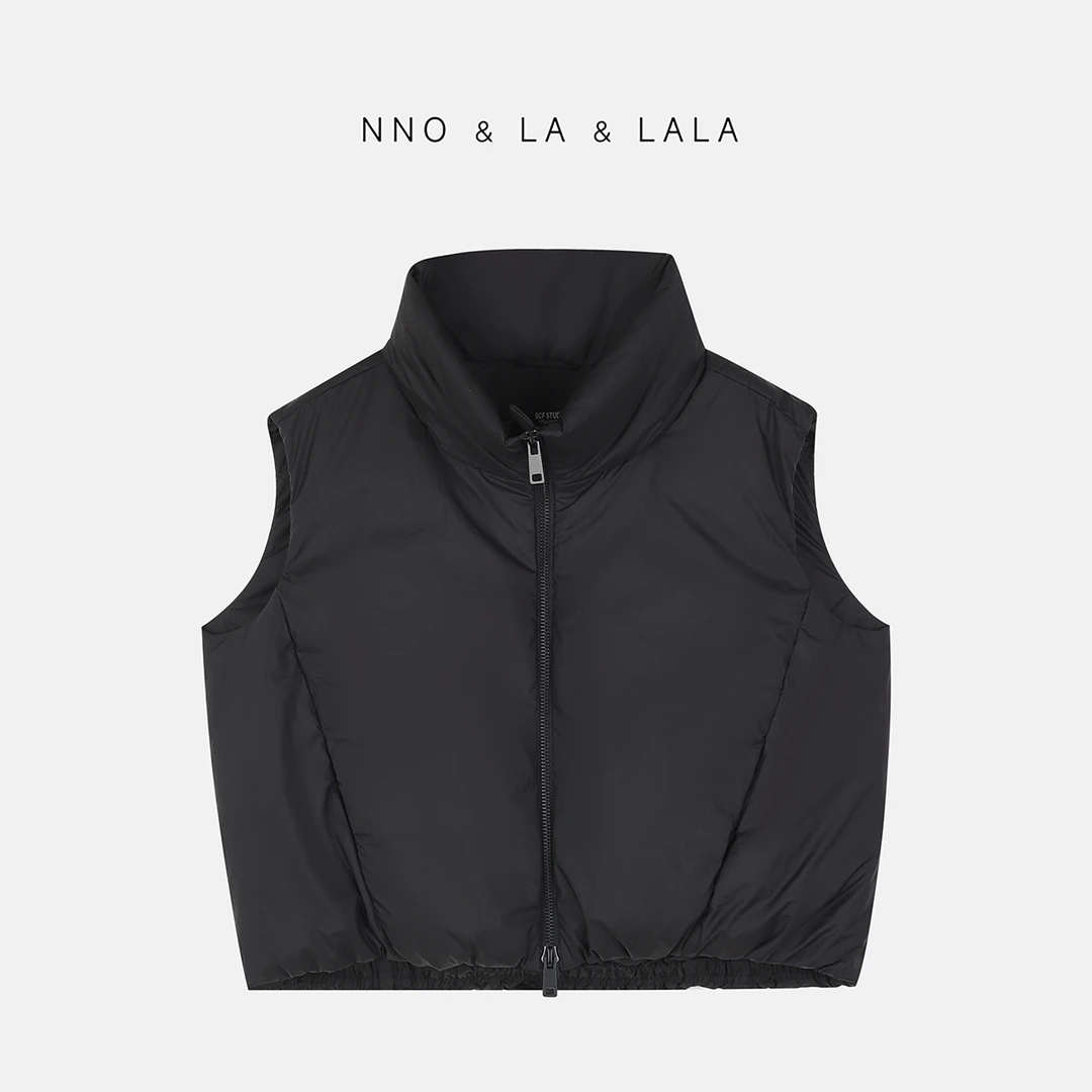 LA 简约纯色 充棉 哑光立领  马甲 25769